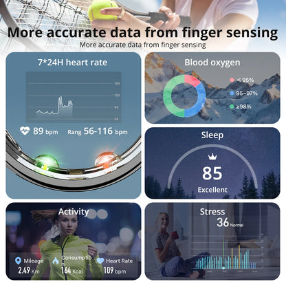COLMI R10 Smart Ring with Charging Case – Health & Sleep Monitor, 5ATM Waterproof Multi-Sport Fitness Ring for Men & Women