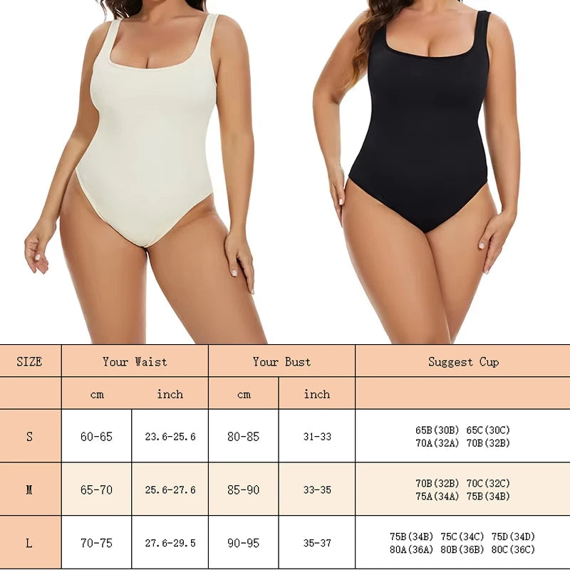 GUUDIA Ribbed Tummy Control Jumpsuit – Light Compression Daily Shaper Bodysuit with Open Crotch Shapewear Design