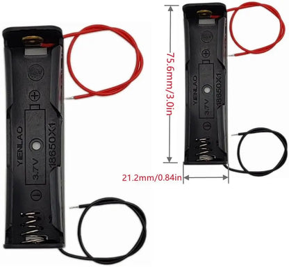 3PCS 18650 Battery Holder Box - 1 Slot 3.7V Storage Case with Black & Red Wires for 1/2/3/4 Cells