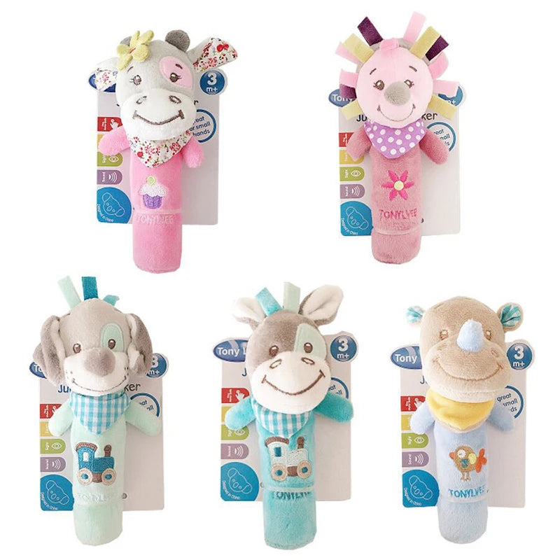 Baby Plush Rattle Crib Mobile – Cartoon Animal Bed Bell Toys for 0-12 Months, Infant Toddler Early Educational Newborn Gift