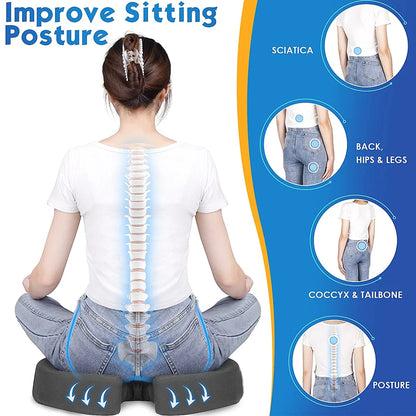 U-Shaped Memory Foam Coccyx Seat Cushion – Tailbone Pain Relief Pillow for Chair, Car & Office Use