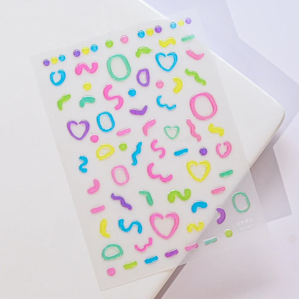 5D Macaron Nail Stickers - Embossed Flower, Fruit, Bear & Rabbit Charms for Summer DIY Manicure Decoration