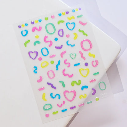 5D Macaron Nail Stickers - Embossed Flower, Fruit, Bear & Rabbit Charms for Summer DIY Manicure Decoration