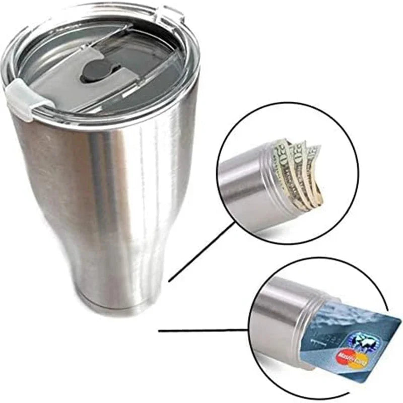 Hidden Safe Water Bottle - Double-Layer Stainless Steel Insulated Coffee Cup with Concealed Storage Compartment