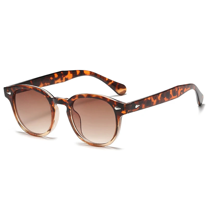 JNPCXI Retro Round Sunglasses – Punk Leopard Rivet Fashion Shades UV400 for Men & Women