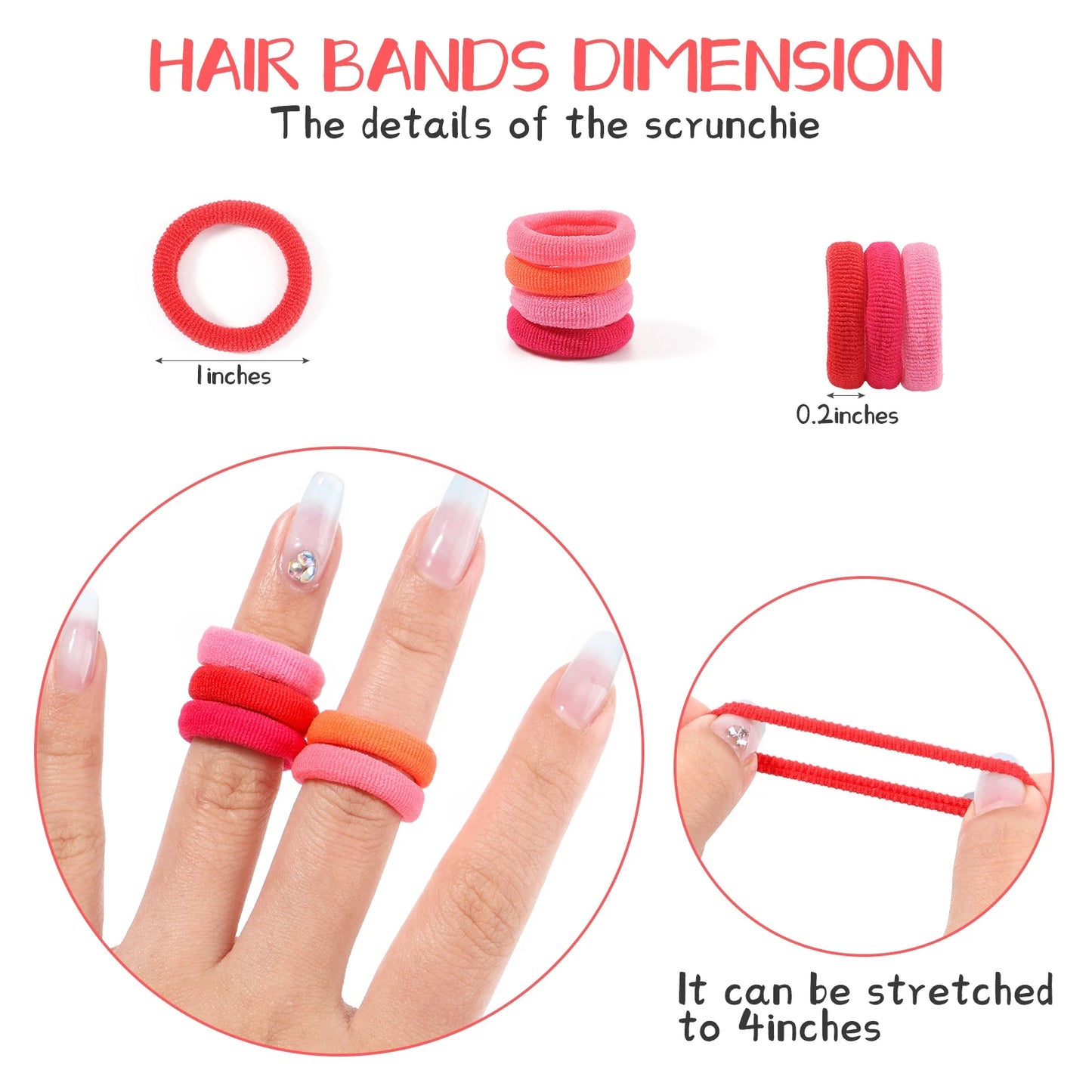 20/50PCS Kids Elastic Hair Bands – Girls Sweets Scrunchie Rubber Bands for Children Hair Ties & Headbands