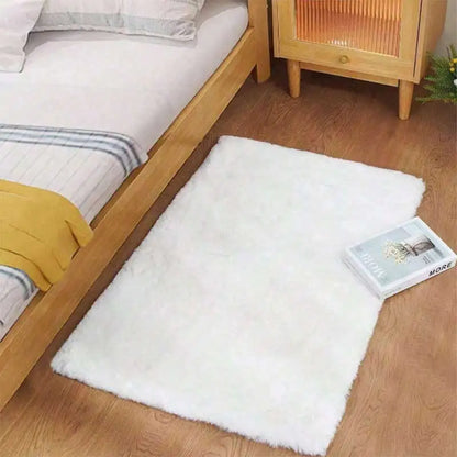 Furry Nordic Style Area Rug – Large Non-Slip Carpet for Living Room, Bedroom & Kids Room, Black/Gray/White Decor