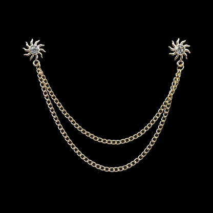 Fashion Gentleman Tassel Brooch – Men’s Suit & Shirt Lapel Pin with Chain, Pearl & Star for Wedding or Party