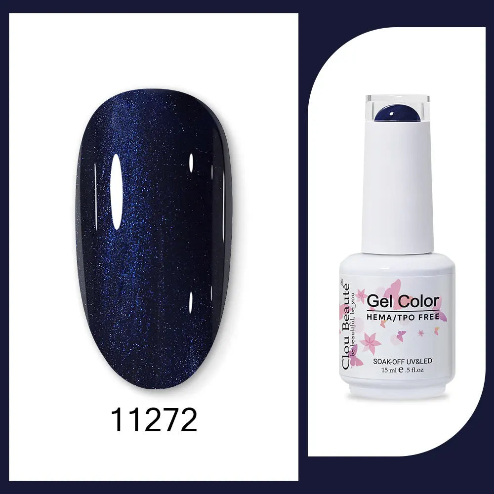 Clou Beaute 15ml Gel Nail Polish Set – Red Black White Green Neon UV Soak-Off Semi-Permanent Nail Varnish Base & Velvet Top Coat