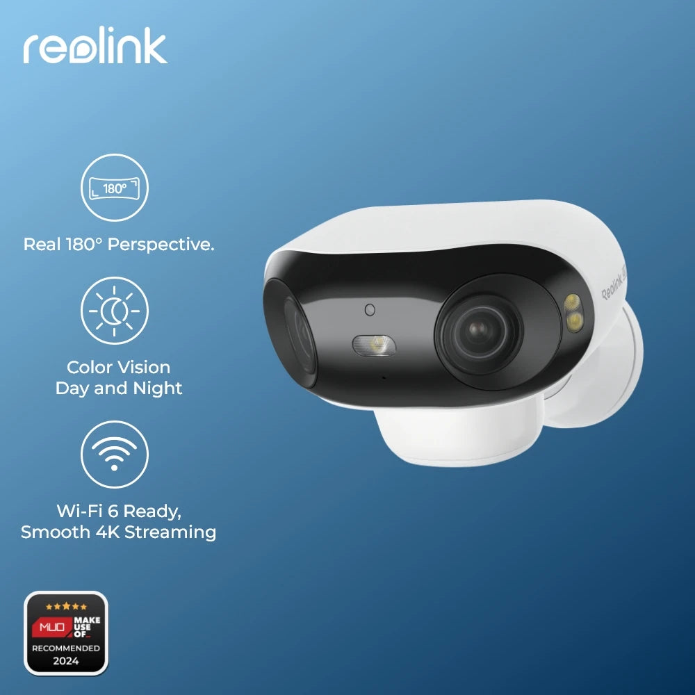 Reolink 4K Solar & Battery Powered Wireless Security Camera – 180° ColorX Night Vision, Outdoor WiFi Camera, AI Home Hub Compatible