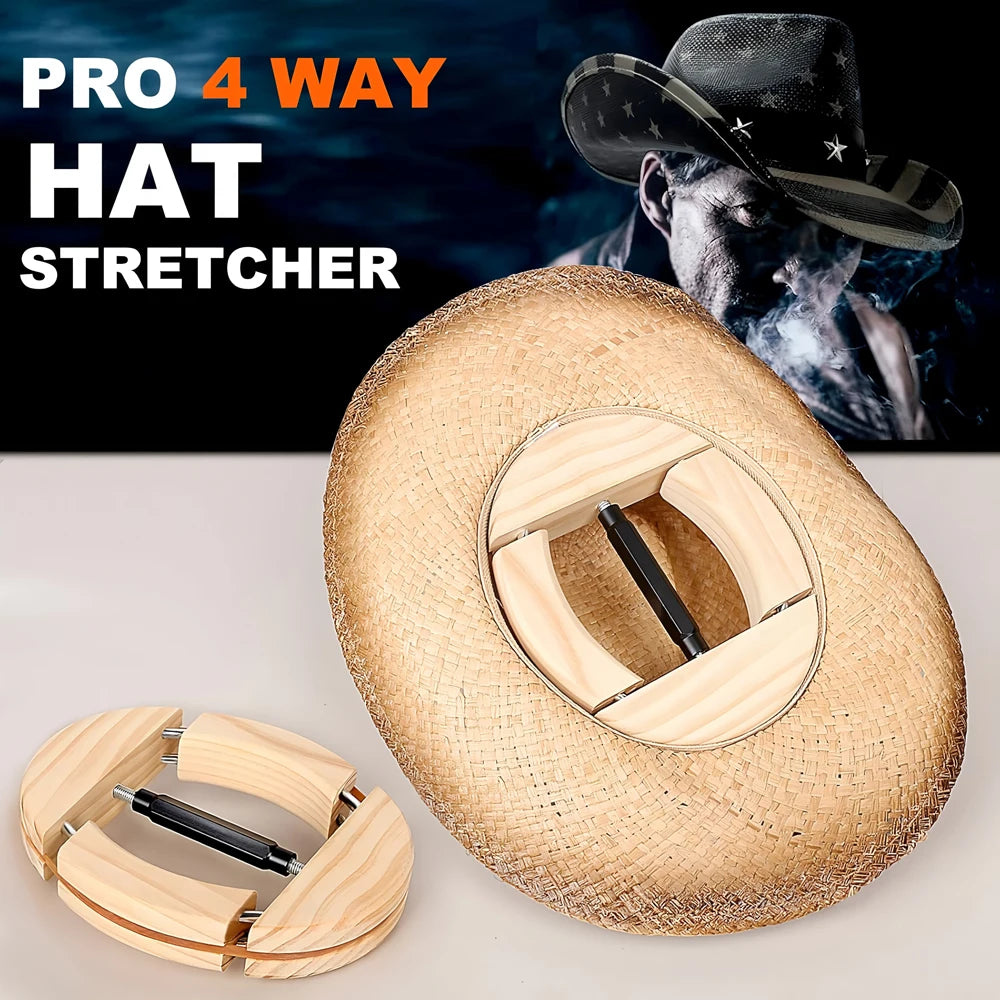 Repacego 4-Way Adjustable Wooden Hat Stretcher – Premium Fedora, Cowboy & Baseball Cap Shape Maintainer & Storage Rack