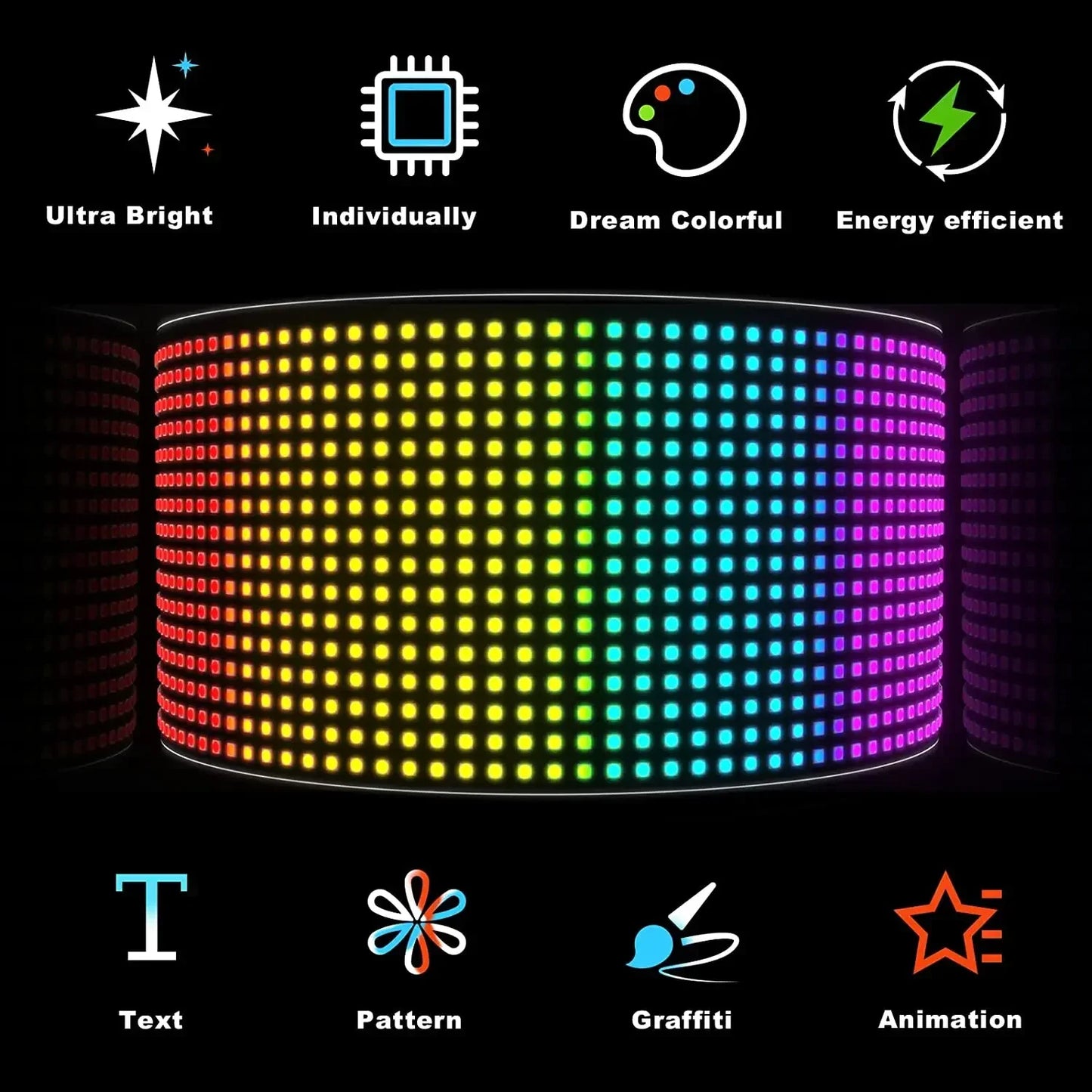 LED Matrix Pixel Panel – Scrolling Bright Advertising Sign with Flexible USB & Bluetooth App Control