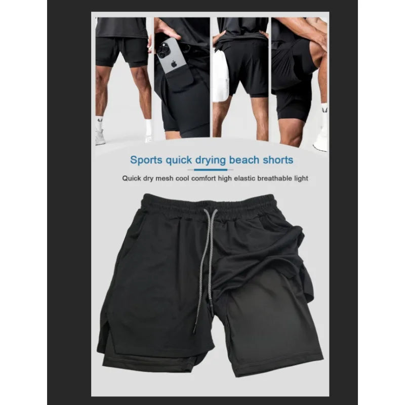 ONE PIECE Anime Double-Layer Shorts – Men’s Breathable Sports Five-Point Pants