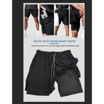 ONE PIECE Anime Double-Layer Shorts – Men’s Breathable Sports Five-Point Pants