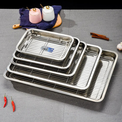 Stainless Steel Baking Tray with Removable Cooling Rack – Non-Toxic Oven & BBQ Sheet Pan, Dishwasher Safe