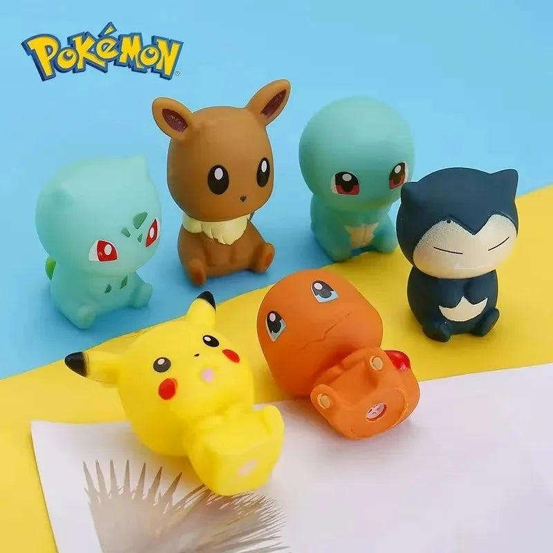 Pokemon Baby Bath Toys Set - 6pcs Soft Vocal Pikachu Eevee Bulbasaur Charmander Squirtle Kids Water Play Figures
