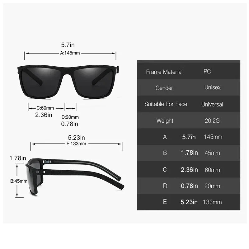 Square Polarized Sunglasses – Lightweight UV Protection Sun Glasses for Men & Women