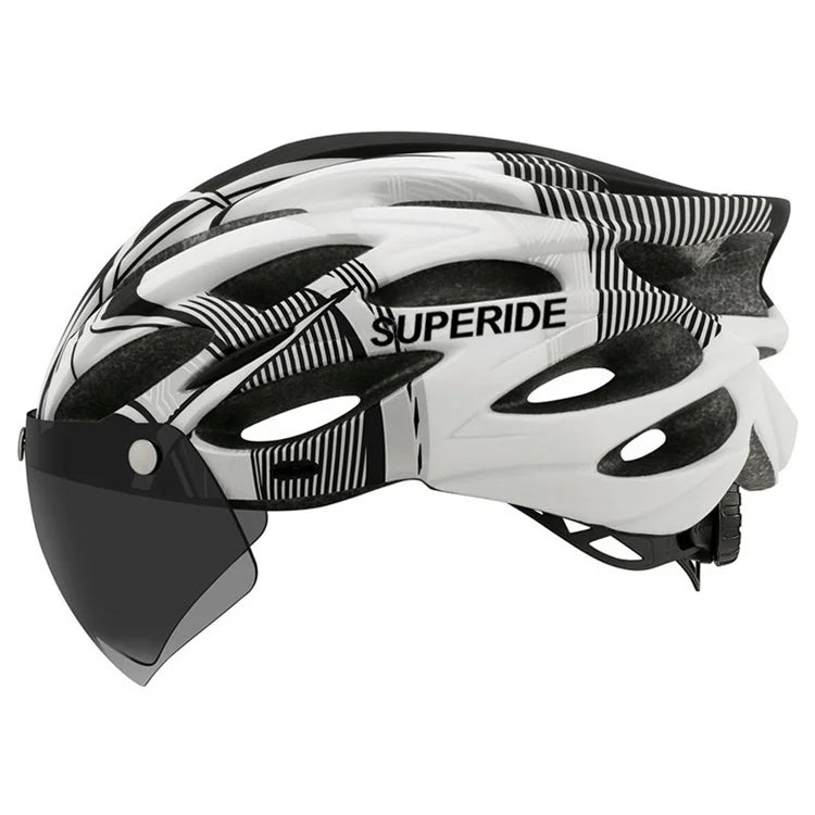SUPERIDE Ultralight Cycling Helmet - In-Mold Road & MTB Bike Helmet with Magnetic Goggles & Sun Visor for Men & Women