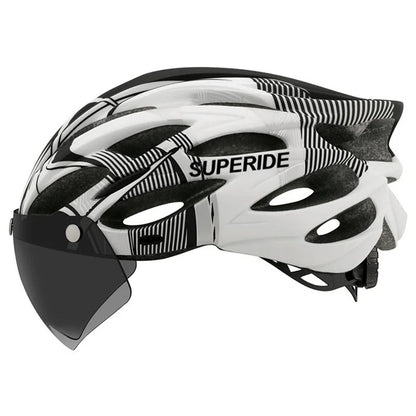 SUPERIDE Ultralight Cycling Helmet - In-Mold Road & MTB Bike Helmet with Magnetic Goggles & Sun Visor for Men & Women