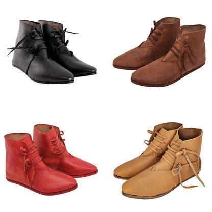 Men’s Renaissance Cosplay Boots - Retro Medieval Pirate Lace-Up Ankle Shoes