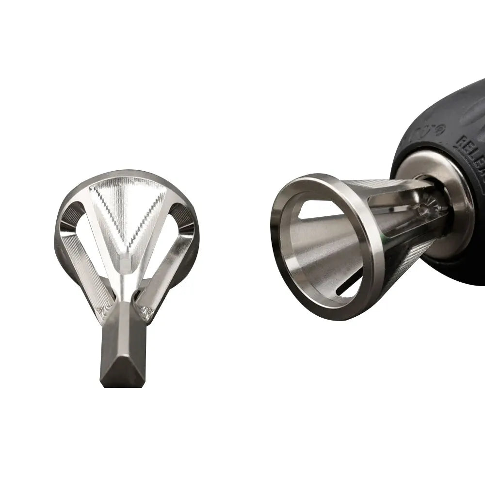 Precision High-Speed Steel Deburring & Chamfering Tools for Stainless Steel Drilling - Triangle Shanks, Hexagonal Threaded Edges - Power Drill Ready