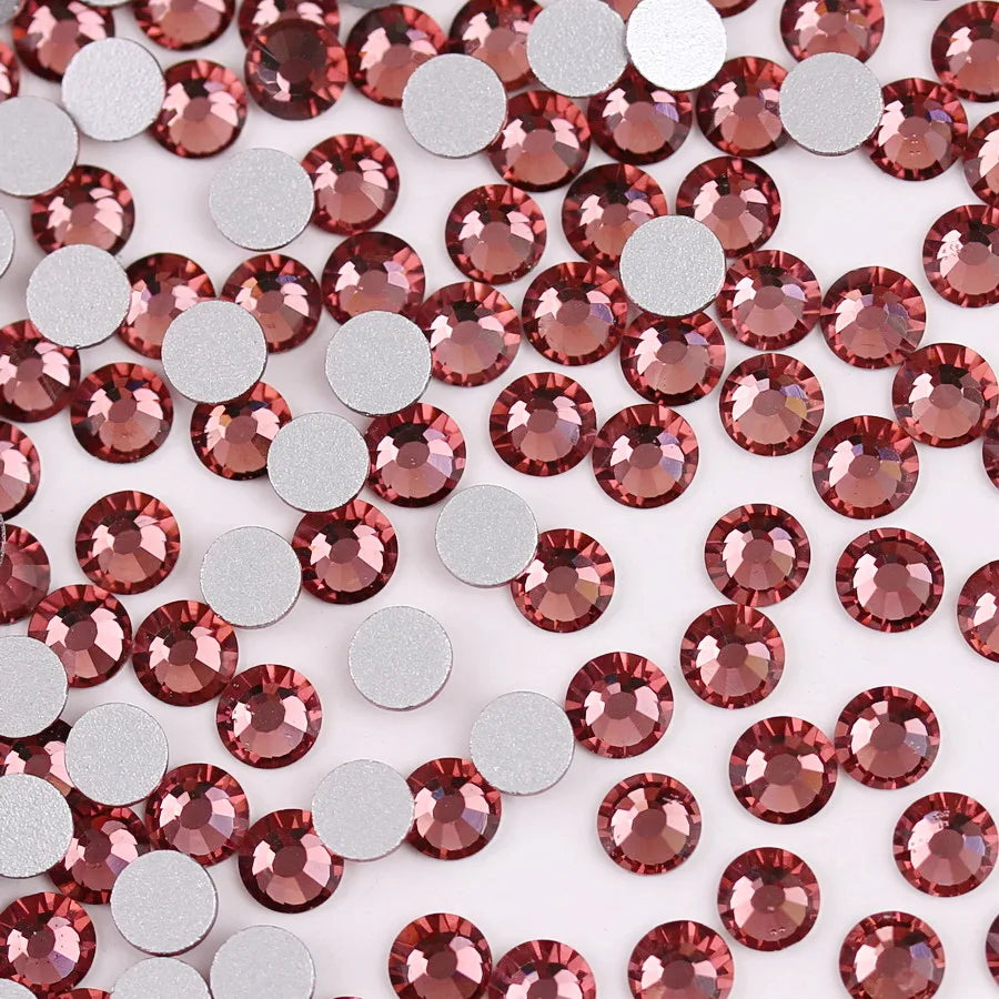 Glass Crystal Flatback Rhinestones Set SS6–SS30 – Non-Hotfix Round Glue-On Gems for Nail Art, DIY Crafts & Jewelry Decoration