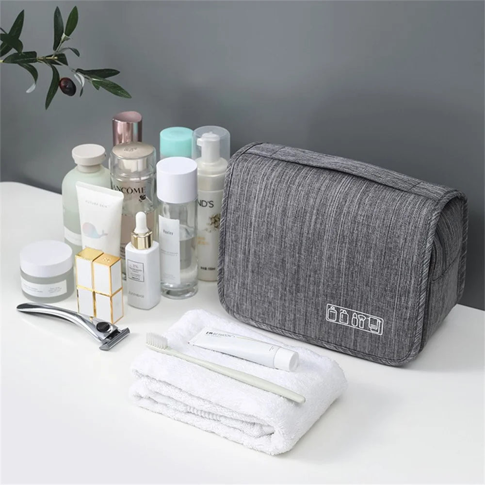 Portable Toiletry Washbag with Hanging Hook | Waterproof Cosmetic Storage Bag for Travel, Men & Women