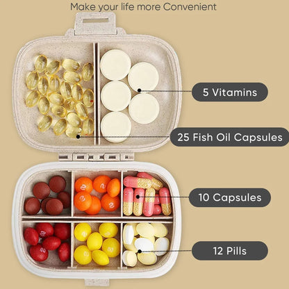 8-Compartment Travel Pill Organizer – Moisture-Proof Pill Case, Portable Medicine & Vitamin Holder for Purse