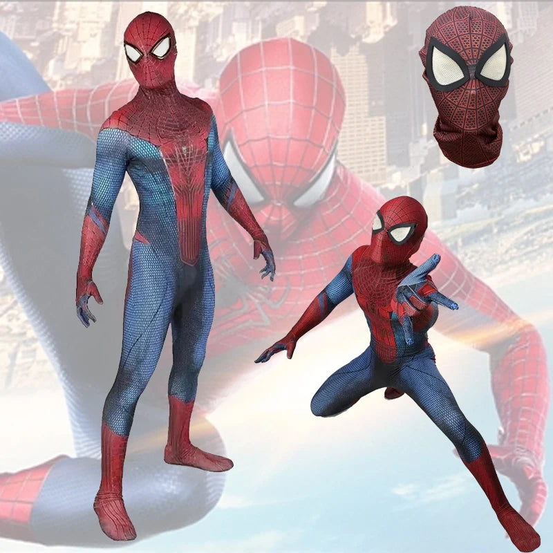 Men's Spider Superhero Halloween Costume - 3D Printed Cosplay Jumpsuit with Mask and Headpiece