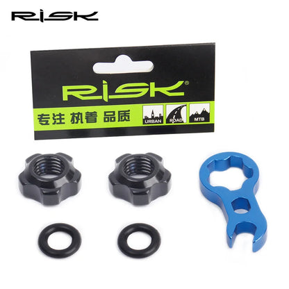 RISK MTB & Road Bike Tubeless Tire Valve Cap – Presta Valve Nut with Vacuum Lock and Installation Wrench for Mountain & Road Bikes