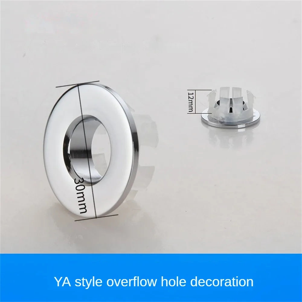 Round Ring Overflow Cover for Bath Sink – Plastic Tidy Trim for Ceramic Basin, Bathroom Sink Replacement Part