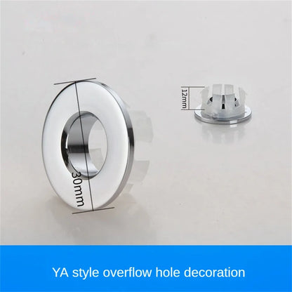 Round Ring Overflow Cover for Bath Sink – Plastic Tidy Trim for Ceramic Basin, Bathroom Sink Replacement Part