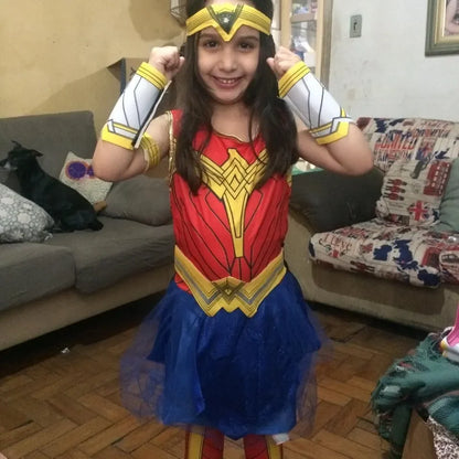 Deluxe Wonder Woman Anime Costume for Girls – Dawn of Justice Superhero Halloween Fancy Dress Cosplay