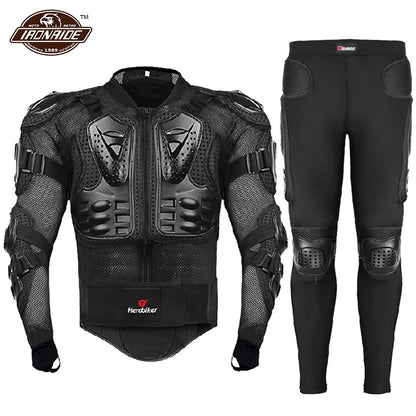 Motorcycle Jacket with Full Body Armor Set – Chest Armor Suit for Motocross Racing & Protective Moto Gear, Sizes S-5XL