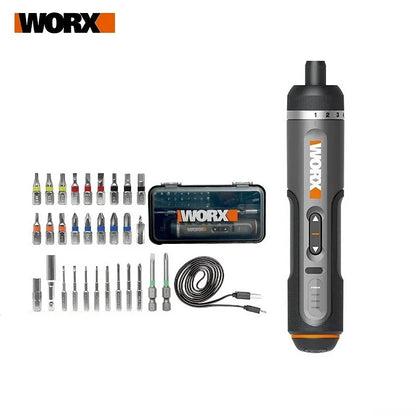 WORX WX242 4V Cordless Electric Screwdriver Set — USB Rechargeable Mini Drill with 30 Bits Power Tool