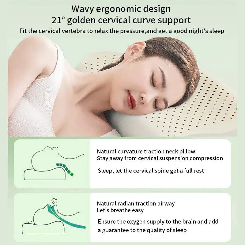 Thai Natural Latex Memory Foam Pillow – Adult Cervical Support Sleeping Pillow for Dormitory & Home Use