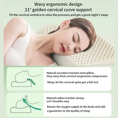 Thai Natural Latex Memory Foam Pillow – Adult Cervical Support Sleeping Pillow for Dormitory & Home Use