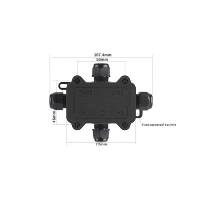 IP68 Outdoor Waterproof Junction Box - Black 3 Way Mini Connector Box - PC Plastic and Terminal - Designed for Buried Wires