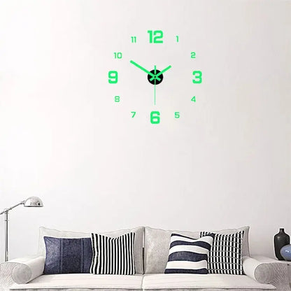 Creative Luminous Digital Wall Clock – Silent DIY European Style Punch-Free Sticker Clock for Living Room & Study