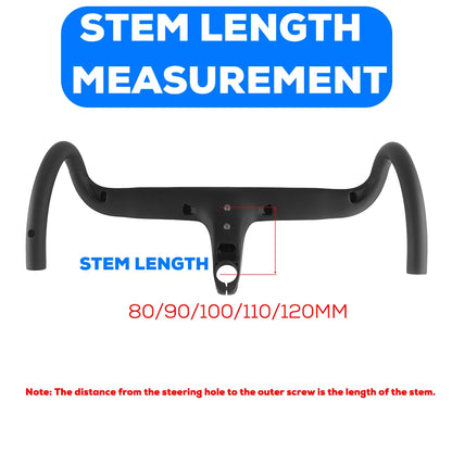 ULLICYC T1 Carbon Fiber Road Bike Handlebar - Integrated Internal Cable Routing Cockpit with Mount Spacers 360–380mm