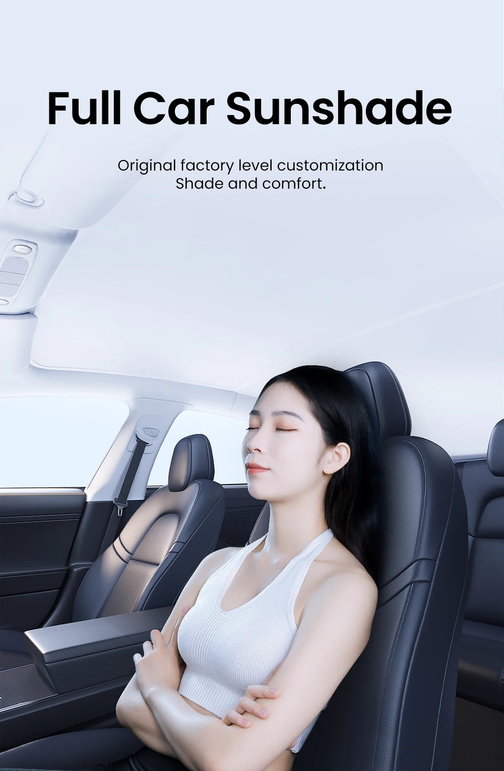 YZ Sun Visor Upgrade for Tesla Model 3 & Y Highland 2021-2024 – Ice Cloth Buckle Sunshade for Glass Roof & Skylight