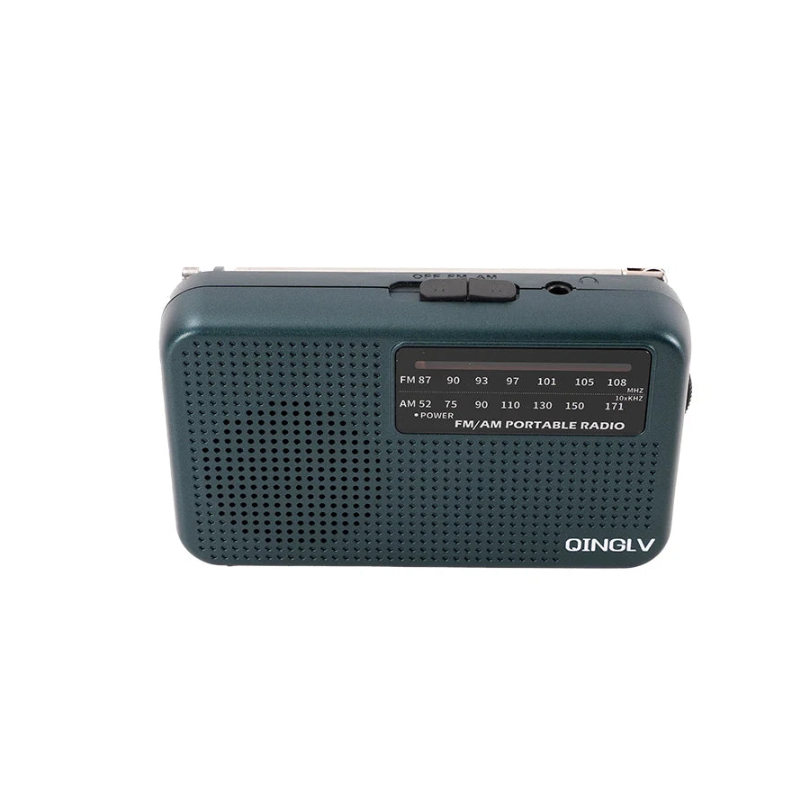 Mini FM/AM Two-Band Radio — 1W Loud Speaker with 3.5mm Headphone Jack & 180° High-Performance Antenna for Home Use