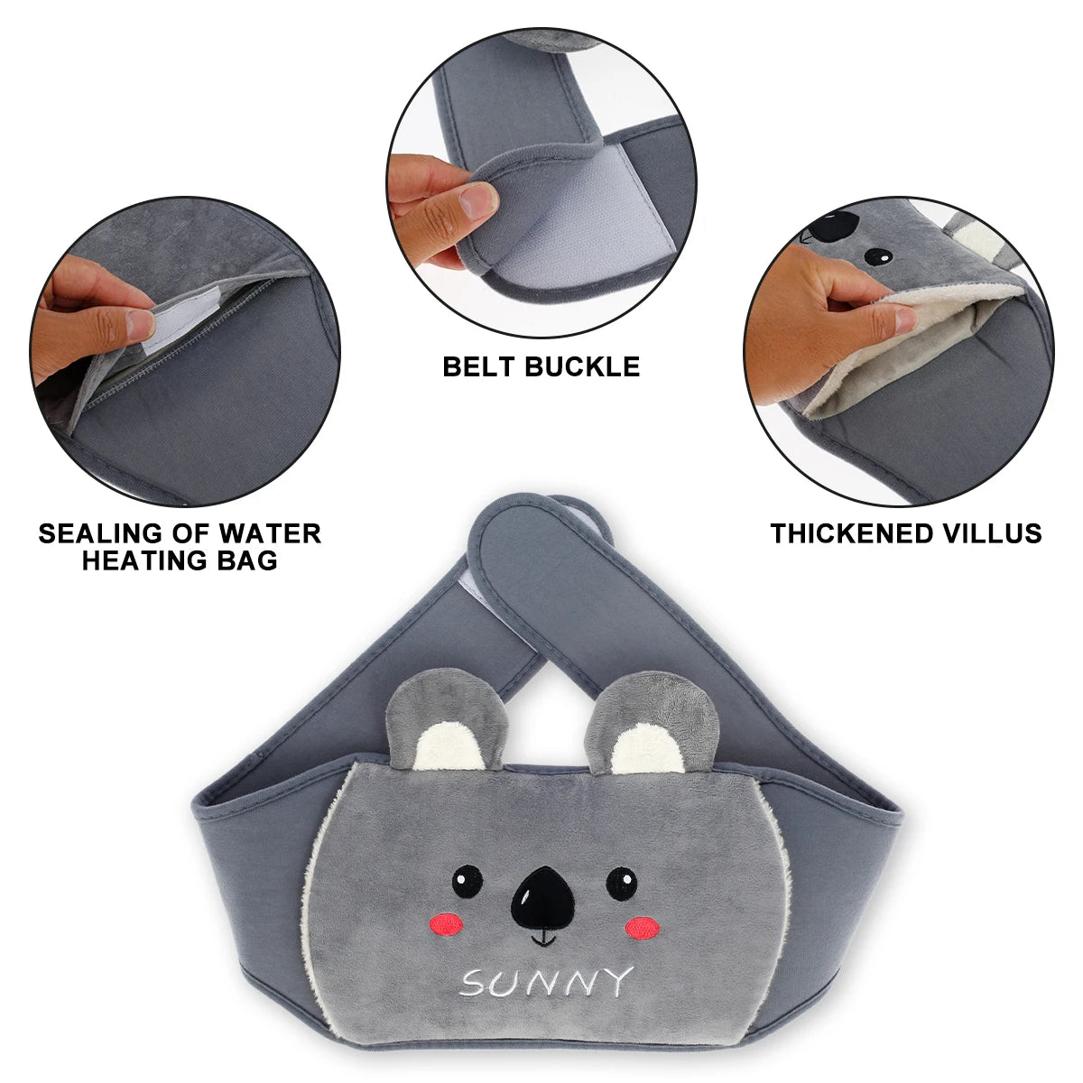 1-Liter Hot Water Bag with Plush Waist Cover - Portable and Cute Cartoon Hot Water Bottle Wrap