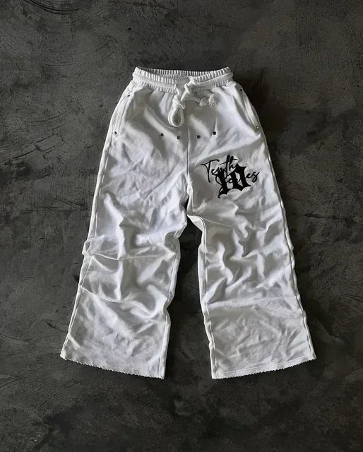 American Y2K Gothic Hip Hop Sweatpants for Men – Retro Double Layer Baggy Joggers with Elastic Waist