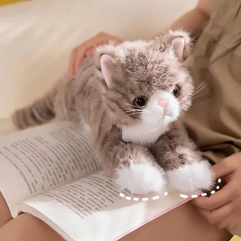 Cute Realistic Cat Plush Toy - Soft Stuffed Kitten in 5 Colors for Kids, Girls, and Valentine's Day Gifts