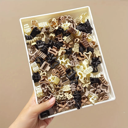 Beige Mini Hair Clips - Cute Mixed Pack for Girls, Daily Wear & Travel