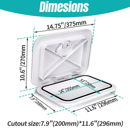 ABS Deck Access Hatch Cover — Waterproof Anti-UV Non-Skid Inspection Hatch for Marine Boats, Yachts & RVs, 15×11"