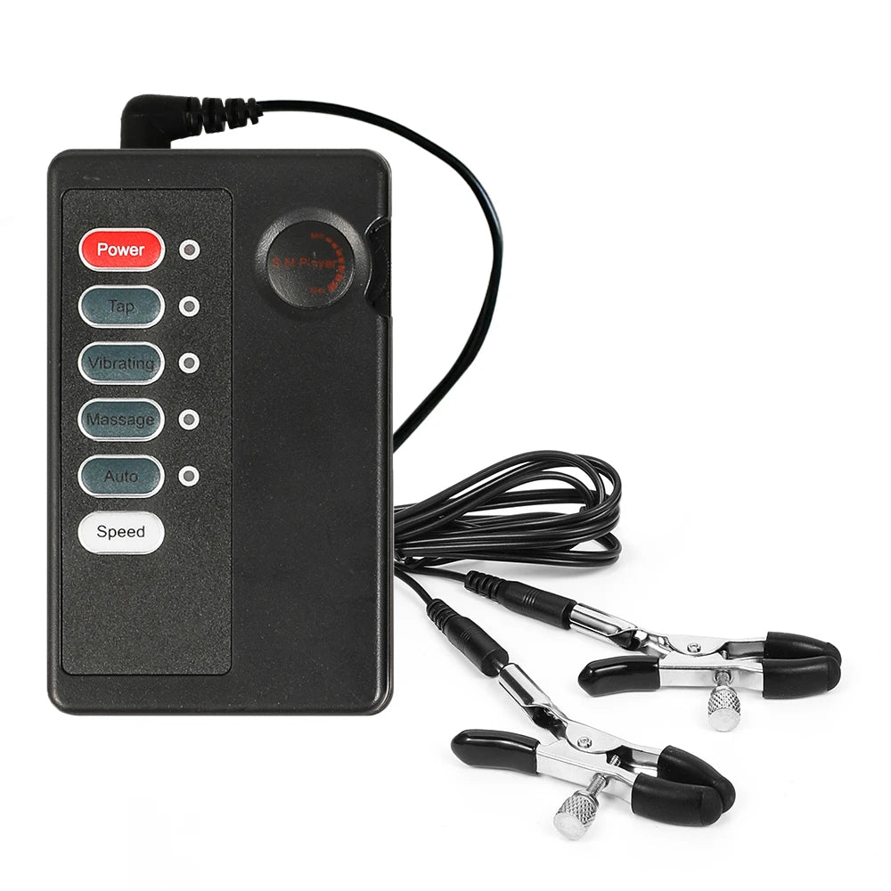 Electric Nipple Clamps & Breast Massager - Adjustable BDSM Sensation Toy for Adult Couples