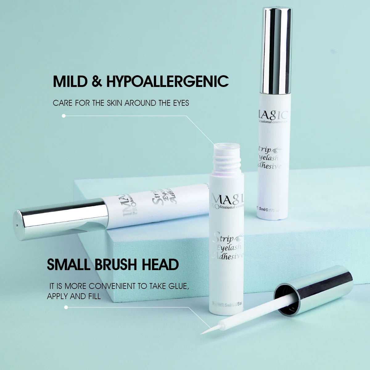 IMAGIC 5ml False Eyelash Extension Glue — Waterproof, Fast-Dry, Long-Lasting Transparent Eyelash Primer Tool with No Irritation
