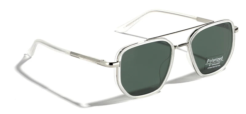Peekaboo TR90 Polarized Sunglasses – Retro Metal Square Style for Men & Women, UV400 Double Bridge Driving Glasses